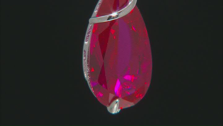 Red Lab Created Ruby Rhodium Over Silver Solitaire Pendant With Chain 6.80ct Video Thumbnail