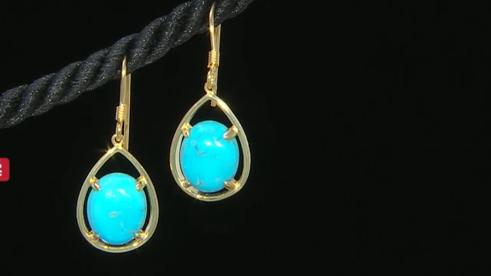 Blue Sleeping Beauty Turquoise 18k Yellow Gold Over Sterling Silver Dangle Earrings Video Thumbnail