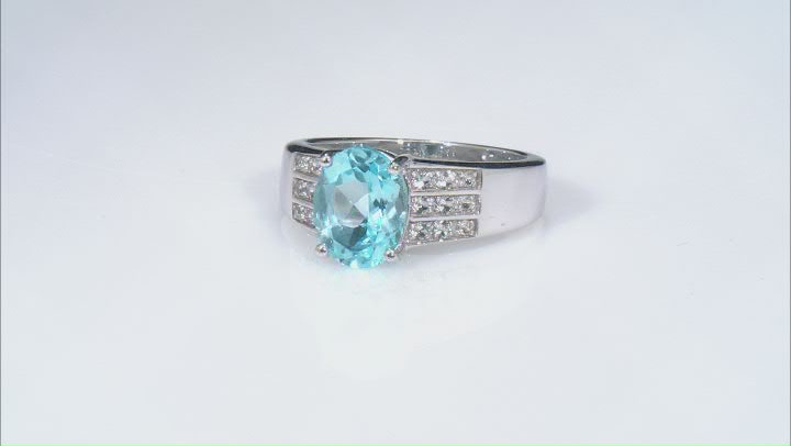 Sky Blue Topaz Rhodium Over Sterling Silver Ring 3.02ctw Video Thumbnail