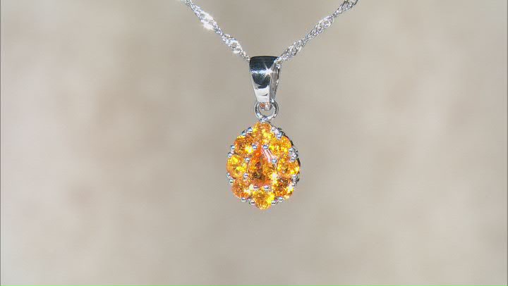 Orange Spessartite Rhodium Over Sterling Silver Pendant With Chain 1.16ctw Video Thumbnail