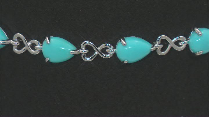 Cabochon Turquoise Rhodium Over Sterling Silver Bracelet 7x5mm Video Thumbnail
