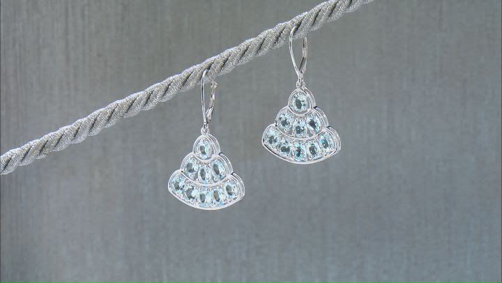 Blue Aquamarine Rhodium Over Sterling Silver Earrings 4.69ctw