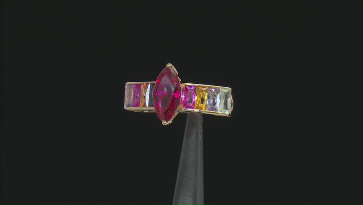 Red Lab Created Ruby 18K Gold Over Sterling Silver Ring 4.34ctw Video Thumbnail