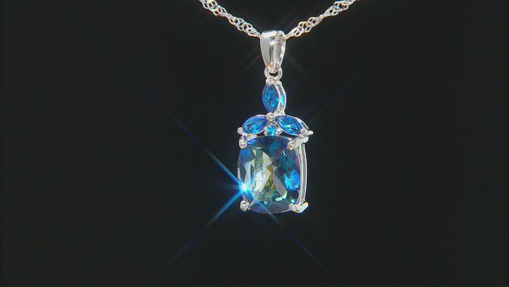 Blue Petalite Rhodium Over Silver Pendant With Chain 3.85ctw Video Thumbnail