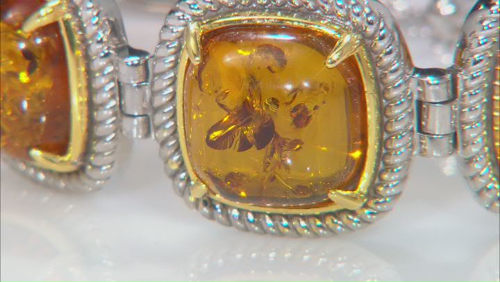 Square Cushion Amber Rhodium Over Sterling Silver Two-Tone Bracelet 19.25ctw Video Thumbnail