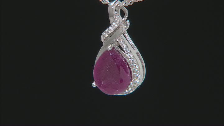 Red Indian Ruby Rhodium Over Sterling Silver Pendant With Chain 3.64ctw Video Thumbnail