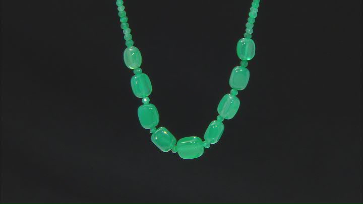 Green Onyx Rhodium Over Sterling Silver Necklace Video Thumbnail