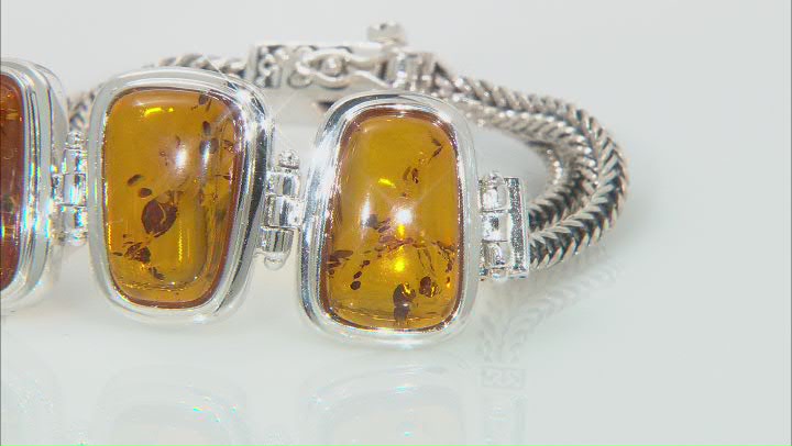 Orange Amber Sterling Silver Bracelet Video Thumbnail