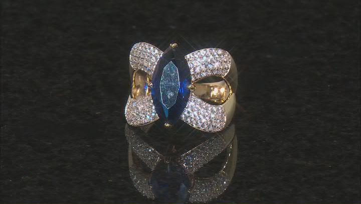 Blue Lab Created Spinel 18K Yellow Gold Over Sterling Silver Ring 4.89ctw Video Thumbnail