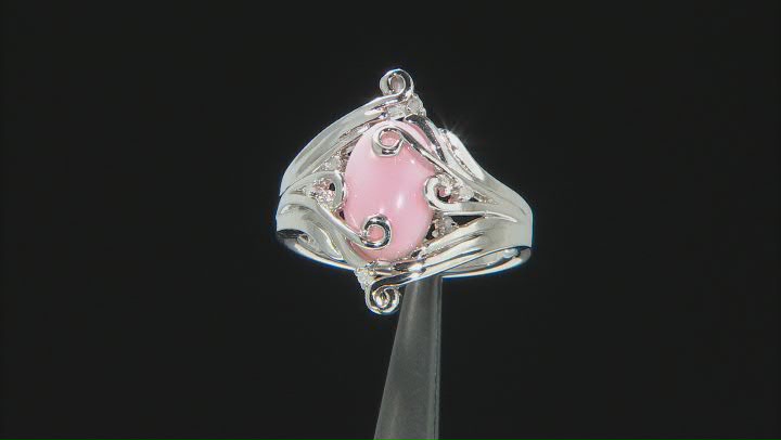 Pink Opal Rhodium Over Silver Ring 0.05ctw Video Thumbnail