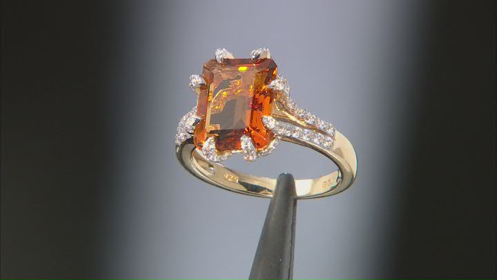 Orange Madeira Citrine 18K Yellow Gold Over Silver Ring 3.85ctw Video Thumbnail