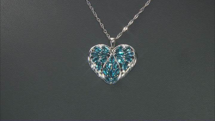 London Blue Topaz Rhodium Over Sterling Silver Pendant With Chain 4.86ctw Video Thumbnail