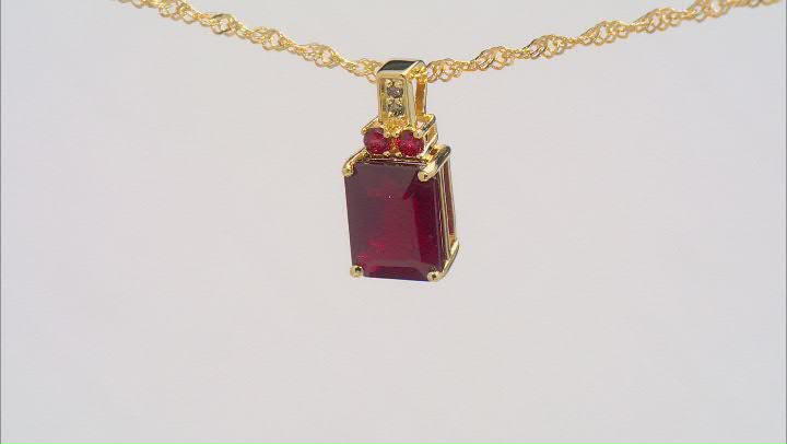 Red Mahaleo® Ruby 18K Yellow Gold Over Sterling Silver Pendant With Chain 3.08ctw Video Thumbnail