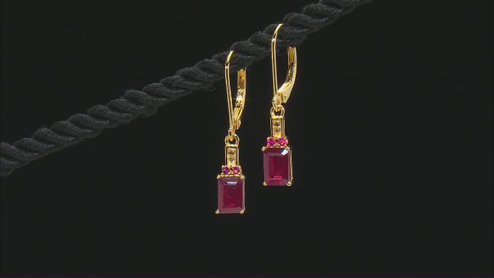 Red Mahaleo® Ruby 18K Yellow Over Sterling Silver Dangle Earrings 2.31ctw Video Thumbnail