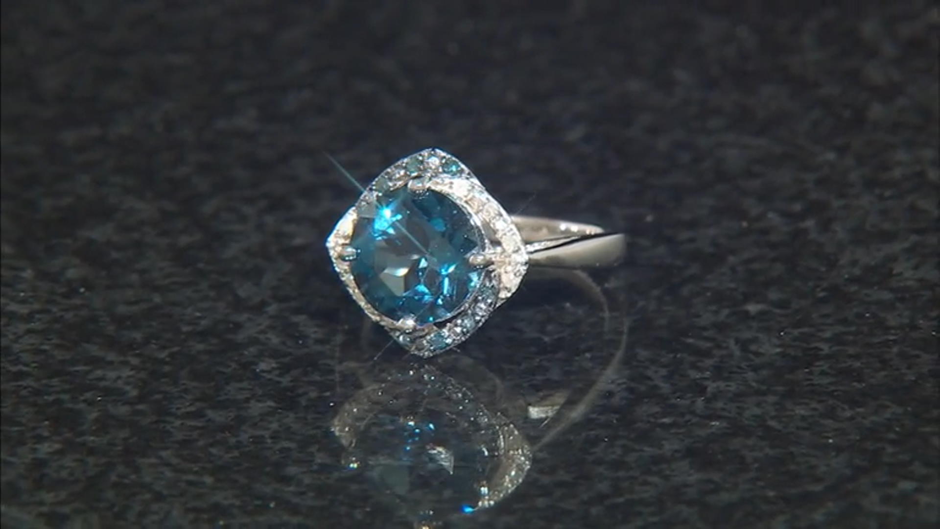 London Blue Topaz With Blue And White Diamond Rhodium Over Sterling Silver  Ring 4.39ctw - OAH131 | JTV.com