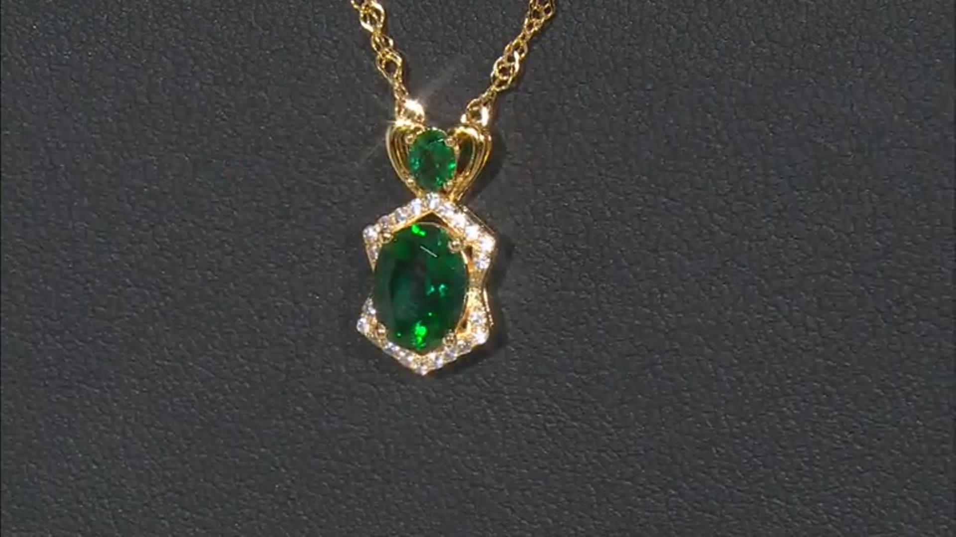 Green Lab Created Emerald 18K Yellow Gold Over Sterling Silver Pendant ...