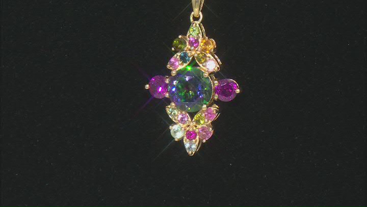 Mystic Fire® Green Topaz 18k Yellow Gold Over Sterling Silver Pendant With Chain 3.28ctw Video Thumbnail
