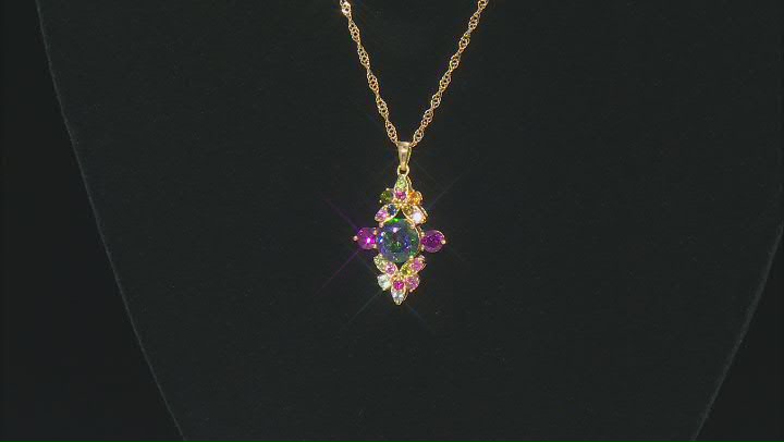 Mystic Fire® Green Topaz 18k Yellow Gold Over Sterling Silver Pendant With Chain 3.28ctw Video Thumbnail