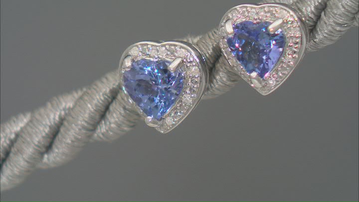 Blue Tanzanite Platinum Over Sterling Silver Stud Earrings 1.28ctw Video Thumbnail
