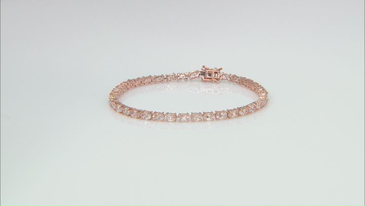 Pink Morganite 18K Rose Gold Over Sterling Silver Tennis Bracelet 5.98ctw Video Thumbnail
