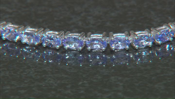 Oval Blue Tanzanite Rhodium Over Sterling Silver Tennis Bracelet 6.61ctw Video Thumbnail