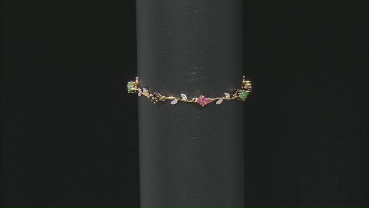Multicolor Multi-Stone 18K Yellow Gold Over Sterling Silver Bracelet 1.39ctw Video Thumbnail