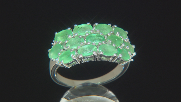 Green Zambian Emerald Rhodium Over Sterling Silver Ring 2.87ctw Video Thumbnail