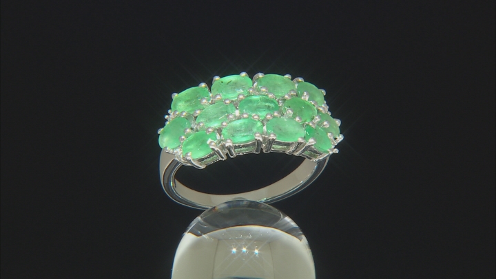 Green Zambian Emerald Rhodium Over Sterling Silver Ring 2.87ctw Video Thumbnail