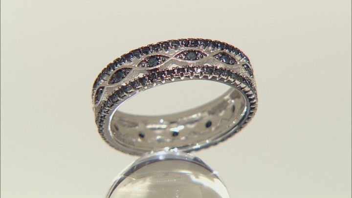 Black Spinel Rhodium Over Sterling Silver Eternity Band .78ctw Video Thumbnail