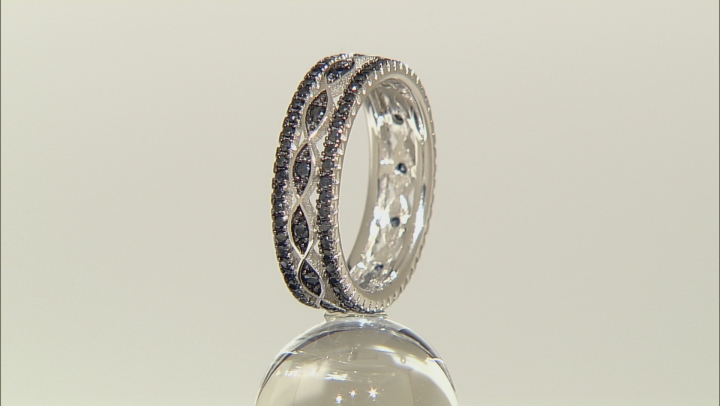 Black Spinel Rhodium Over Sterling Silver Eternity Band .78ctw Video Thumbnail