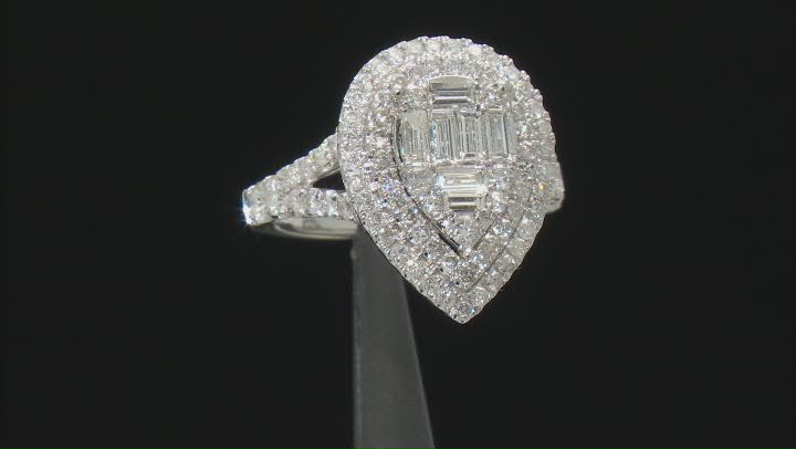 White Diamond 900 Platinum Cluster Ring 2.00ctw Video Thumbnail