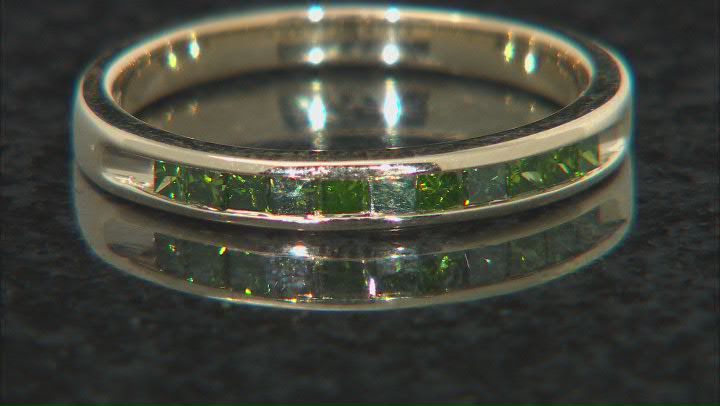 Green Diamond 10k Yellow Gold Band Ring 0.50ctw