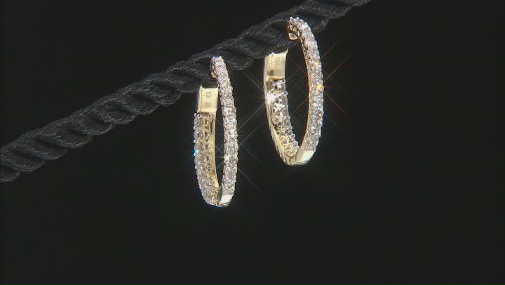 White Diamond 10k Yellow Gold Hoop Earrings 1.00ctw Video Thumbnail