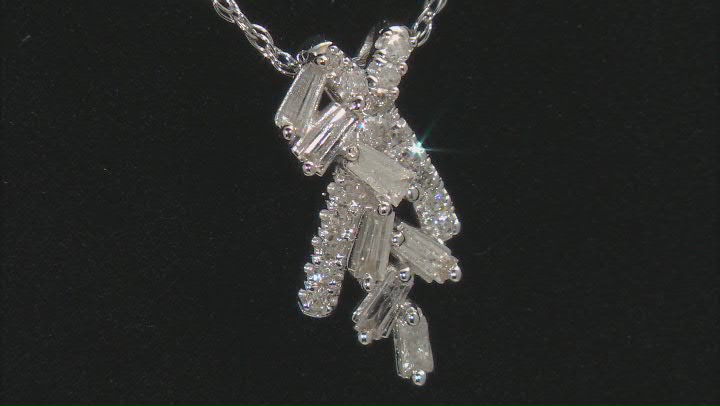 White Diamond 10k White Gold Cluster Pendant With 18" Rope Chain 0.25ctw Video Thumbnail