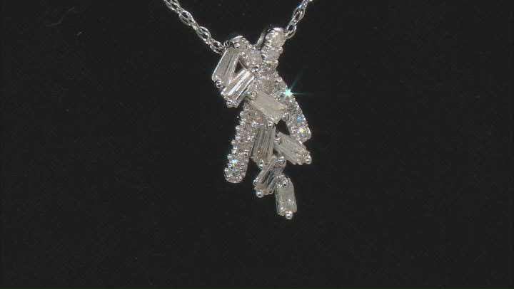 White Diamond 10k White Gold Cluster Pendant With 18" Rope Chain 0.25ctw Video Thumbnail