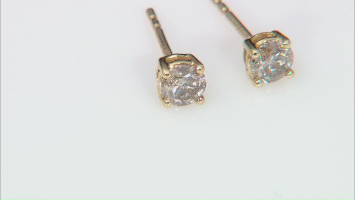 White Diamond 10K Yellow Gold Stud Earrings 0.40ctw