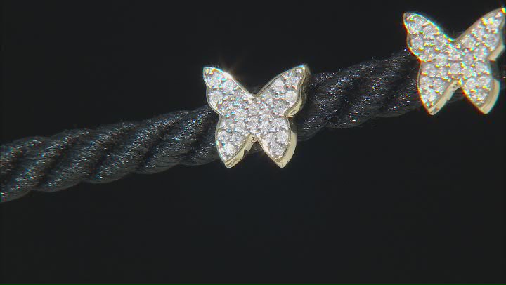 White Diamond 10k Yellow Gold Butterfly Earrings 0.20ctw Video Thumbnail