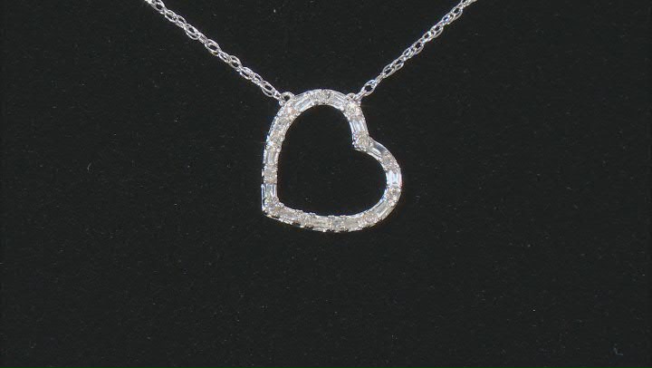White Diamond 10k White Gold Heart Necklace 0.15ctw Video Thumbnail