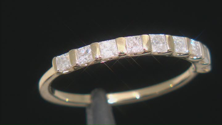 White Diamond 10K Yellow Gold Band Ring 0.50ctw Video Thumbnail