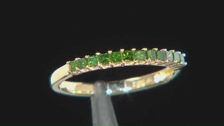 Green Diamond 10k Yellow Gold Band Ring 0.33ctw Video Thumbnail