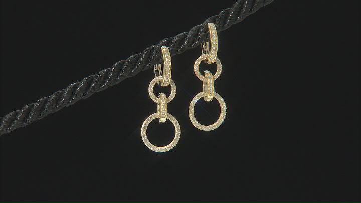 White Diamond 10K Yellow Gold Convertible Dangle Earrings 0.50ctw Video Thumbnail
