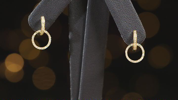 White Diamond 10K Yellow Gold Convertible Dangle Earrings 0.50ctw Video Thumbnail