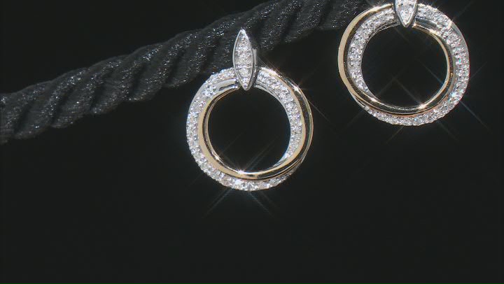 White Diamond 10k Yellow And White Gold Circular Drop Earrings 0.20ctw Video Thumbnail
