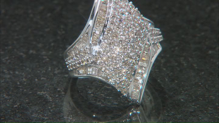White Diamond 10k White Gold Cluster Ring 2.15ctw Video Thumbnail