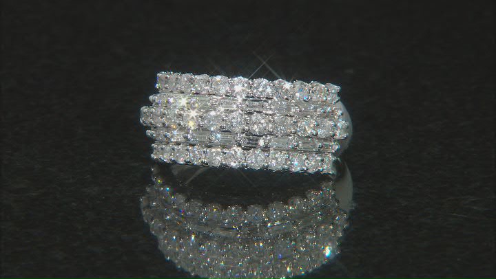 White Diamond 900 Platinum Multi-Row Wide Band Ring 1.50ctw Video Thumbnail