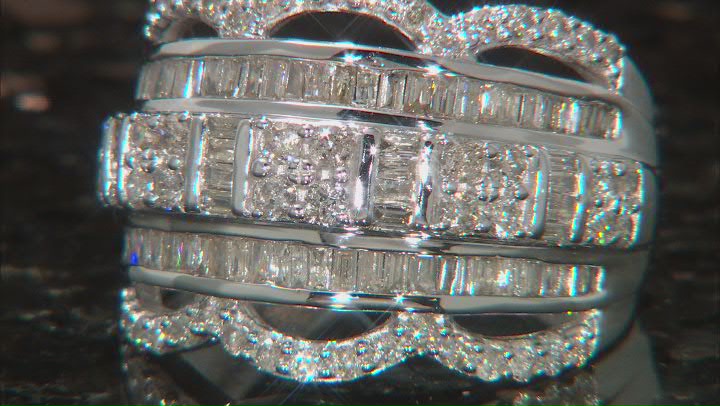 White Diamond 10k White Gold Wide Band Ring 1.50ctw Video Thumbnail