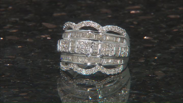 White Diamond 10k White Gold Wide Band Ring 1.50ctw Video Thumbnail