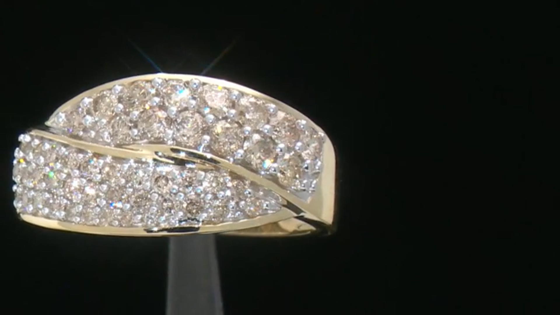 Candlelight Diamonds™ 10k Yellow Gold Crossover Band Ring 1.00ctw Video Thumbnail