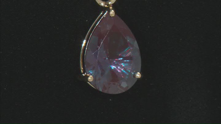 Blue Lab Created Alexandrite 10k Yellow Gold Pendant With Chain 3.85ctw Video Thumbnail