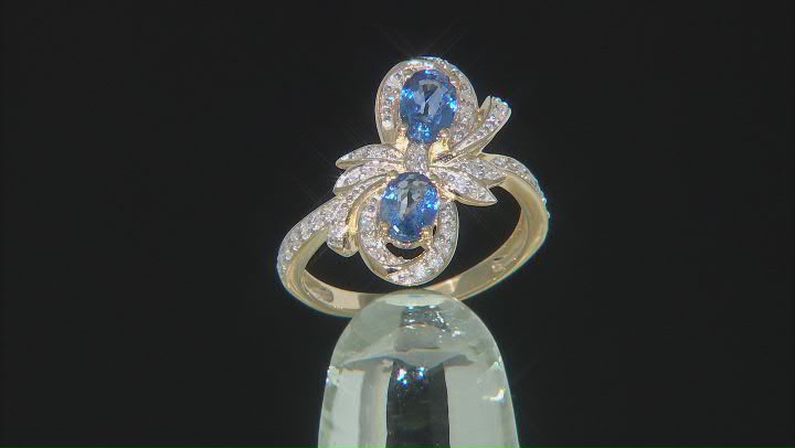 Blue Ceylon Sapphire 10K Yellow Gold Bow Ring 1.18ctw Video Thumbnail